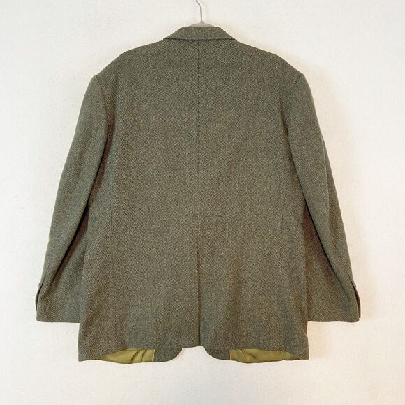 Lands End Lambswool Wool Blazer Mens 43R Brown Herringbone Classic Quiet Luxury - Picture 3 of 7